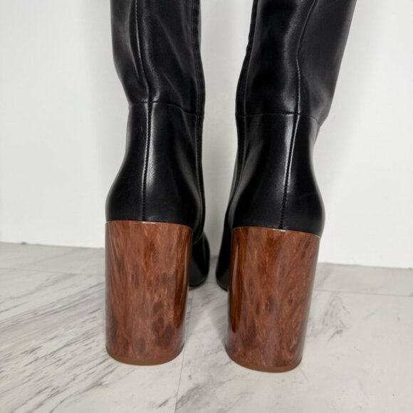 Vince Pilar Pointy Toe Black Leather Heeled Tall Boot 10M - Picture 4 of 16